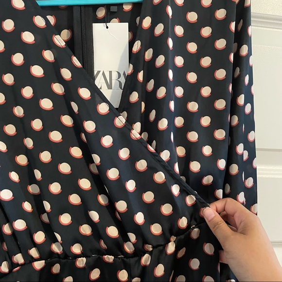 Zara Polka Dot Wrap Romper, Size L, with tags - Picture 3 of 10